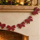 Distressed Dark Red Wooden Bow Garland - 120cm (1.2m / 47.2')