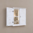 Distressed Ivory Shutter Style Garden Wall Mounted Mirror 60cm x 70cm