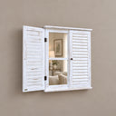 Distressed Ivory Shutter Style Garden Wall Mounted Mirror 60cm x 70cm