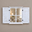 Distressed Ivory Shutter Style Garden Wall Mounted Mirror 60cm x 70cm