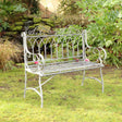 Distressed White Garden Bench