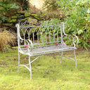 Distressed White Garden Bench