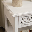 Distressed White Mango Wood Bohemian Bedside Table - Freya White Range