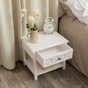 Distressed White Mango Wood Bohemian Bedside Table - Freya White Range