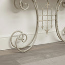 Distressed White Metal Side Table With Curled Legs