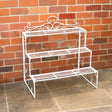 Distressed White Metal Three Tier Plant Theatre Stand