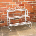 Distressed White Metal Three Tier Plant Theatre Stand