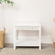 Distressed White Painted Bohemian Side Table - Freya White Range