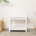 Distressed White Painted Bohemian Side Table - Freya White Range