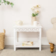 Distressed White Painted Bohemian Side Table - Freya White Range