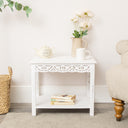 Distressed White Painted Bohemian Side Table - Freya White Range
