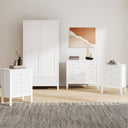 Double Wardrobe, 3 Drawer Chest of Drawers & Pair of Bedside Tables - Hales White Range