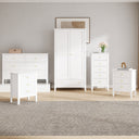 Double Wardrobe, 6 Drawer Chest of Drawers, Tall 5 Drawer Bedside Table and Pair of 3 Drawer Bedside Tables - Hales White Range