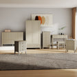 Double Wardrobe, 6 Drawer Chest of Drawers, Tall 5 Drawer Bedside Table, Pair of 3 Drawer Bedside Tables and Dressing Table Set - Hales Taupe Range