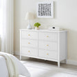 Double Wardrobe, 6 Drawer Chest of Drawers, Tall 5 Drawer Bedside Table, Pair of 3 Drawer Bedside Tables and Dressing Table Set - Hales White Range