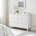 Double Wardrobe, 6 Drawer Chest of Drawers, Tall 5 Drawer Bedside Table, Pair of 3 Drawer Bedside Tables and Dressing Table Set - Hales White Range
