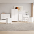 Double Wardrobe, 6 Drawer Chest of Drawers, Tall 5 Drawer Bedside Table, Pair of 3 Drawer Bedside Tables and Dressing Table Set - Hales White Range