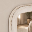 Elegant White Washed Beaded Full Length Wall Mirror - 142cm x 50cm