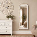 Elegant White Washed Beaded Full Length Wall Mirror - 142cm x 50cm