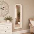 Elegant White Washed Beaded Full Length Wall Mirror - 142cm x 50cm