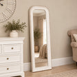 Elegant White Washed Beaded Full Length Wall Mirror - 142cm x 50cm