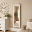 Elegant White Washed Beaded Full Length Wall Mirror - 142cm x 50cm