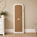 Elegant White Washed Beaded Full Length Wall Mirror - 142cm x 50cm
