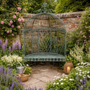 Extra Large Rustic Metal Arched Garden Bench