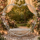 Extra Large Rustic White Metal Love Heart Bench