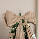 Extra Large Taupe Velvet Christmas Bow - 70cm x 140cm