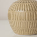 Extra Small Round Olive Green Ribbed Stem Vase - 8.5cm x 9.5cm