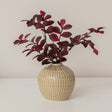 Extra Small Round Olive Green Ribbed Stem Vase - 8.5cm x 9.5cm