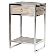 Fir Wood & Stainless Steel One Drawer Bedside Table