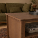Fluted Four Drawer One Shelf Coffee Table - Hales Dark Wood Range