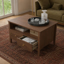 Fluted Four Drawer One Shelf Coffee Table - Hales Dark Wood Range