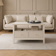Fluted Four Drawer One Shelf Coffee Table - Hales Taupe Range