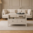 Fluted Four Drawer One Shelf Coffee Table - Hales Taupe Range