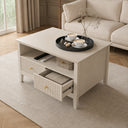 Fluted Four Drawer One Shelf Coffee Table - Hales Taupe Range