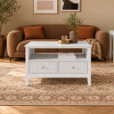 Fluted Four Drawer One Shelf Coffee Table - Hales White Range