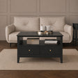 Fluted Two Drawer One Shelf Coffee Table - Hales Black Range