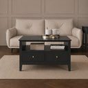 Fluted Two Drawer One Shelf Coffee Table - Hales Black Range