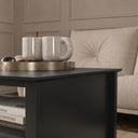 Fluted Two Drawer One Shelf Coffee Table - Hales Black Range