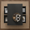 Fluted Two Drawer One Shelf Coffee Table - Hales Black Range