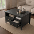 Fluted Two Drawer One Shelf Coffee Table - Hales Black Range