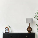 Frosted Hazel Glass Table Lamp with Linen Shade