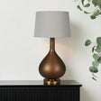 Frosted Hazel Glass Table Lamp with Linen Shade