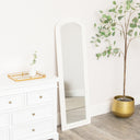 Full Length Distressed White Leaner &amp; Wall Mirror - 47cm x 142cm