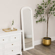 Full Length Distressed White Leaner &amp; Wall Mirror - 47cm x 142cm