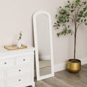 Full Length Distressed White Leaner &amp; Wall Mirror - 47cm x 142cm