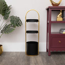 Gold and Black Metal 3 Tiered Storage Caddy - 25cm x 35.5cm
